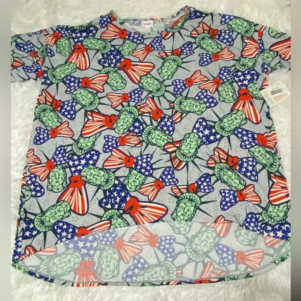 LuLaRoe Irma Top NWT Tunic Dress Printed Patriotic 4th of July Shirt size 3XL